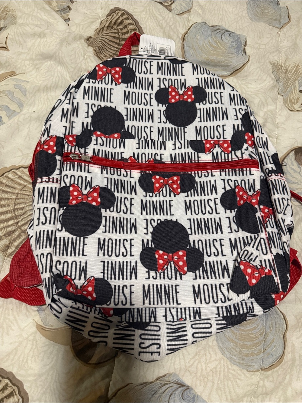 Disney Minnie Mouse Patterned Kids Backpack in White, Black and Red